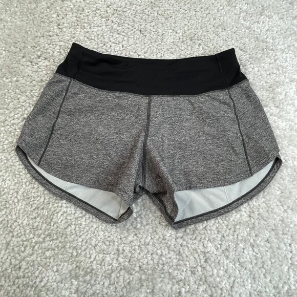 Lululemon Speed Up High Rise Shorts Heather Lux Black Gray Womens 4 - Picture 1 of 7